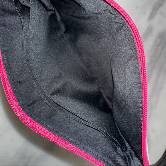 Fossil Zippered Clutch Bag Coated Canvas w/ Stripes Grey Pink Blue and Black - Picture 4 of 5